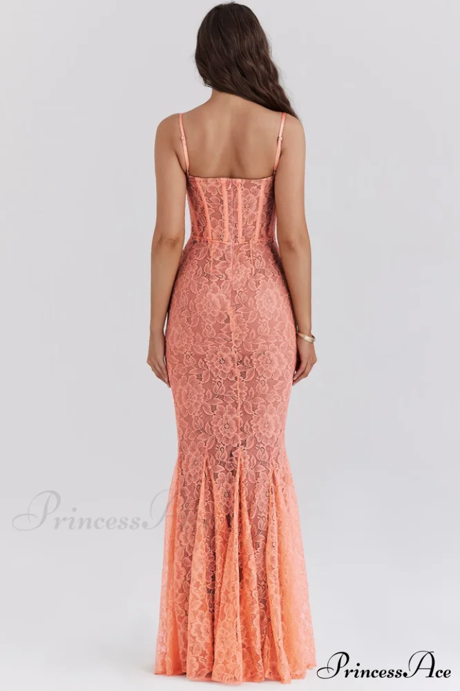 Cordelia Sorbet Lace Charming Godet Maxi Dress - Image 6