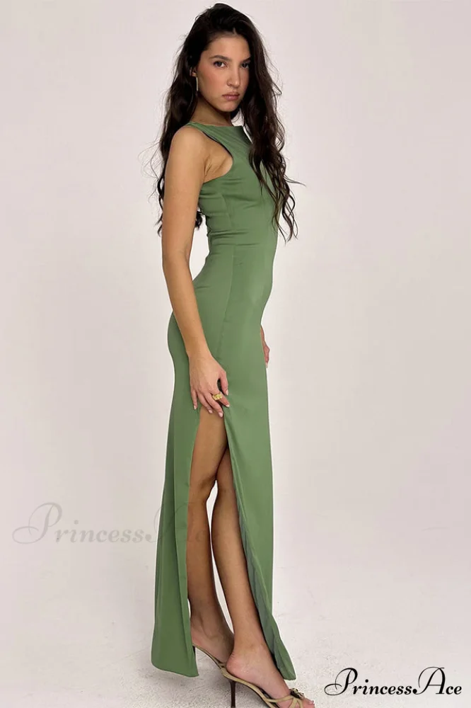 Filomena Olive Boat Charming Neck Maxi Dress - Image 6