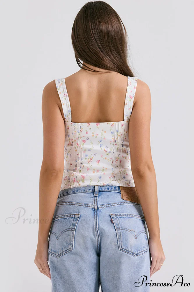 Chicca White Stylish Posy Print Top - Image 5