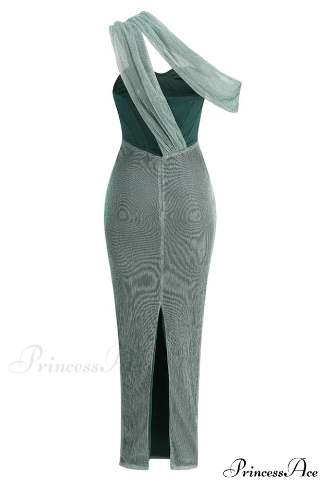 Green Celestina Stylish Draped Maxi Dress - Image 8