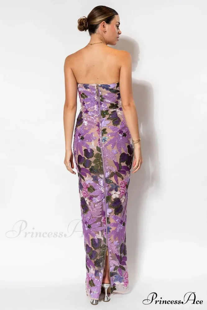 Calista Sequin Stylish Embroidered Maxi Dress - Image 2