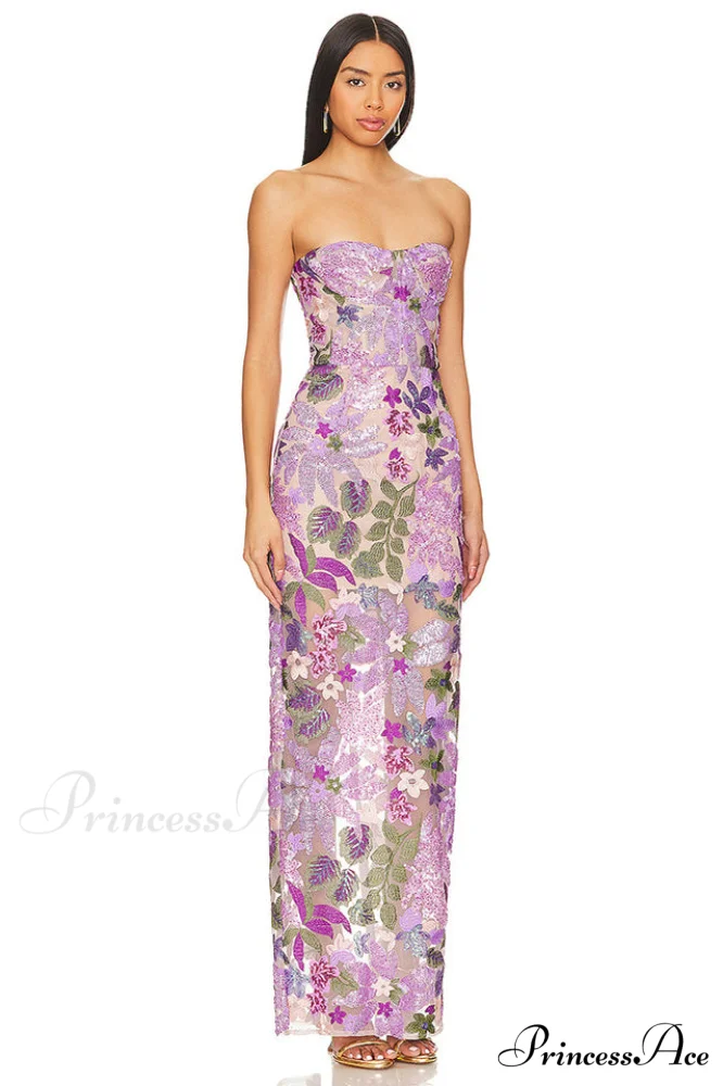 Calista Sequin Stylish Embroidered Maxi Dress - Image 4