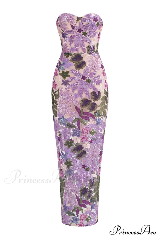 Calista Sequin Stylish Embroidered Maxi Dress - Image 6