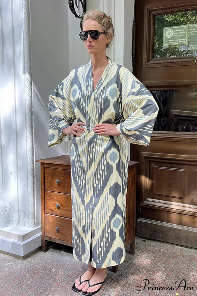 Brigitte One Of A Graceful Kind Ikat Maxi Kimono - Image 13