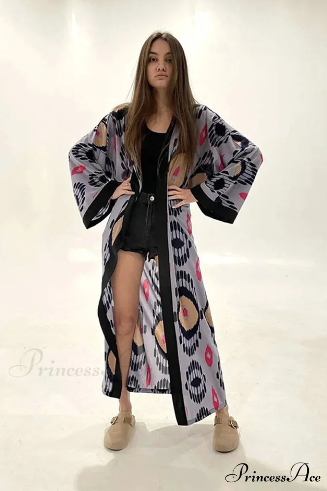Brigitte One Of A Graceful Kind Ikat Maxi Kimono - Image 17
