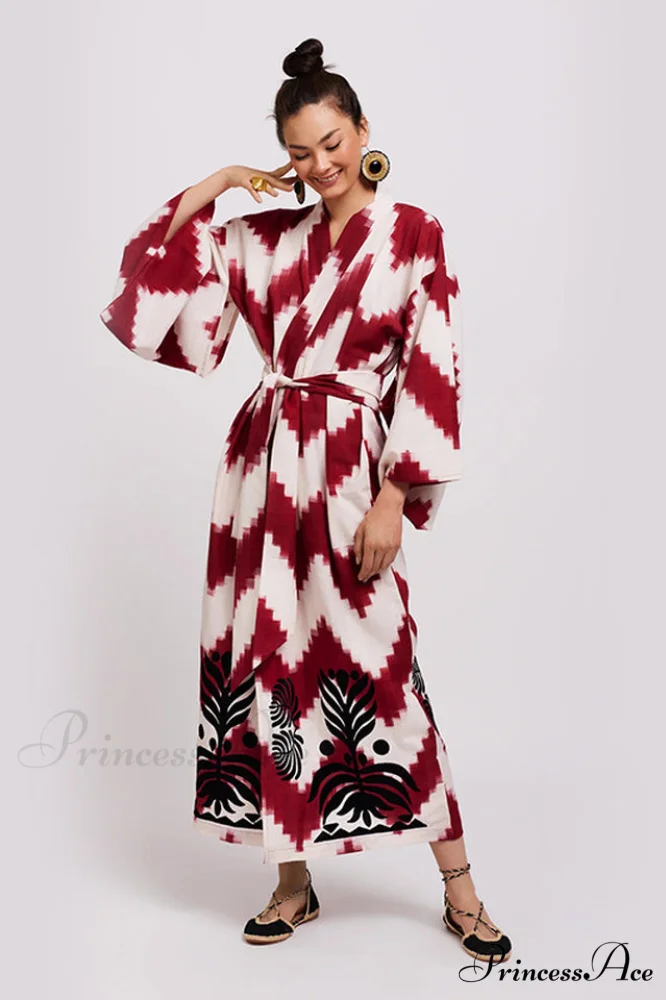 Brigitte One Of A Graceful Kind Ikat Maxi Kimono - Image 6