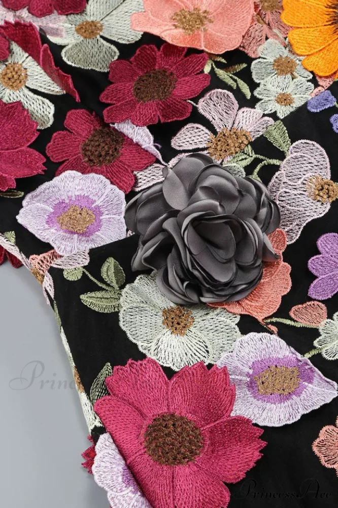 Floral 3D Embroidery Charming Tube Mini Dress - Image 7