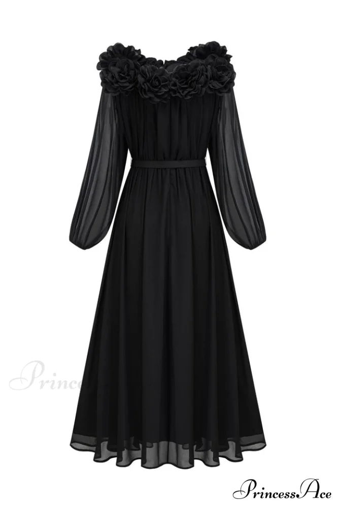 Ascella Flower Stylish Shoulder Maxi Dress - Image 13