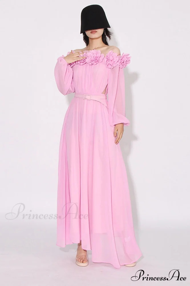 Ascella Flower Stylish Shoulder Maxi Dress - Image 2