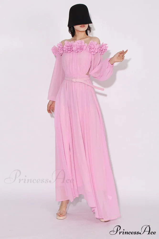 Ascella Flower Stylish Shoulder Maxi Dress - Image 3