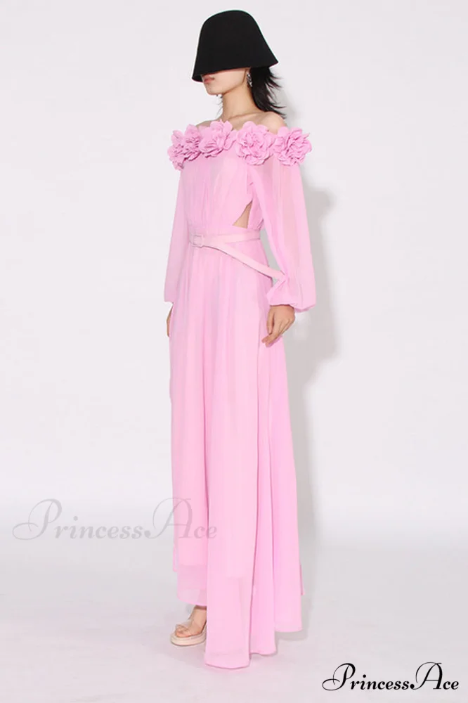 Ascella Flower Stylish Shoulder Maxi Dress - Image 4
