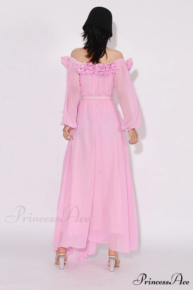 Ascella Flower Stylish Shoulder Maxi Dress - Image 5