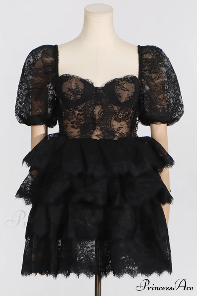 Alix Puff Shoulder Charming Tiered Mini Dress - Image 5