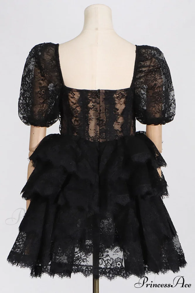 Alix Puff Shoulder Charming Tiered Mini Dress - Image 7