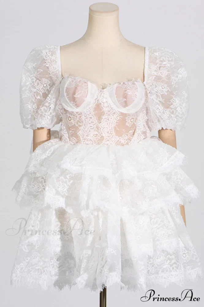 Alix Puff Shoulder Charming Tiered Mini Dress - Image 8