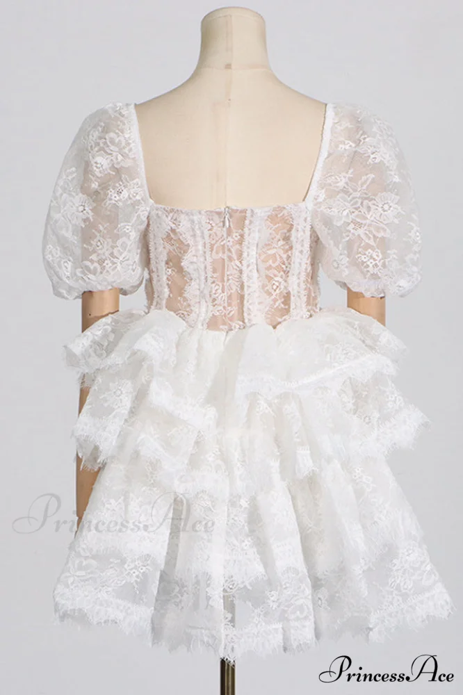 Alix Puff Shoulder Charming Tiered Mini Dress - Image 9