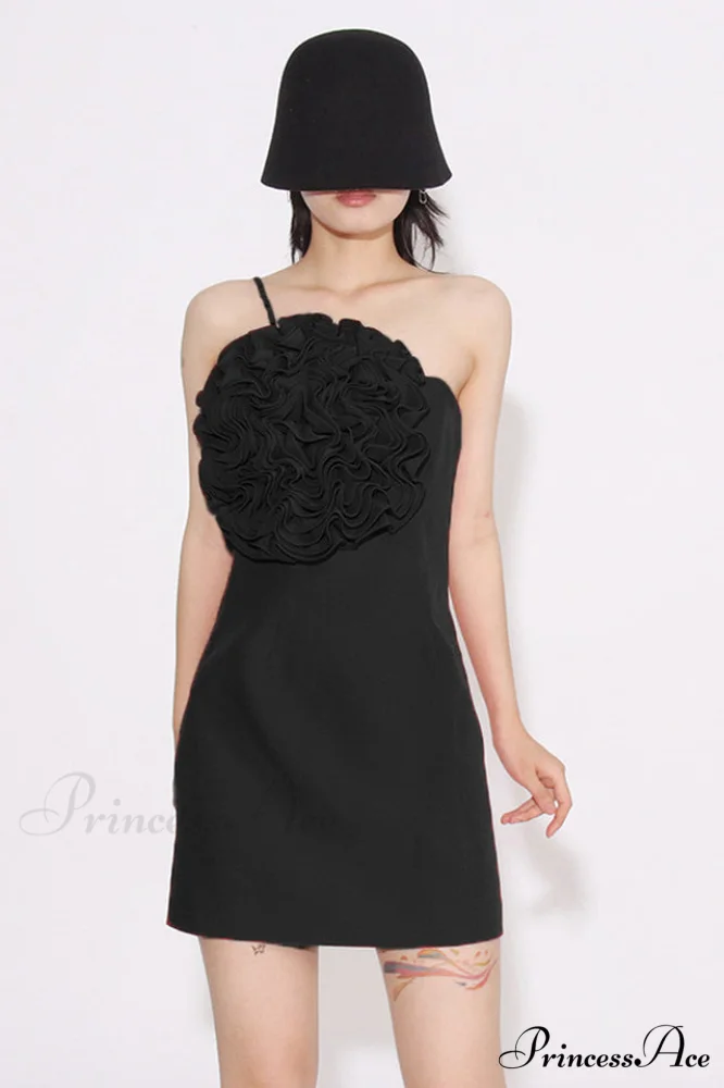 Floral Appliqu鑼?Stylish Gabardine Mini Dress - Image 3