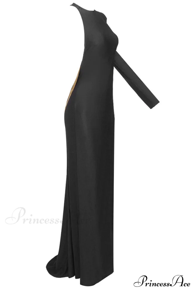 Angelou Black Backless Charming Chain Maxi Dress - Image 12