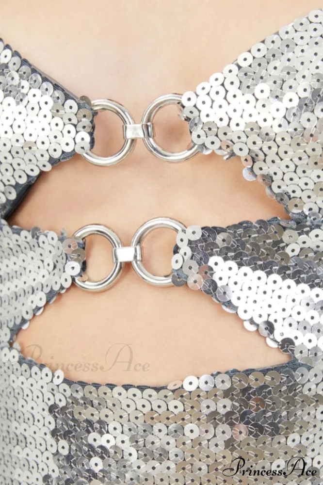 Draped Bra Mini Dress Graceful With Double Metal Ring - Image 10