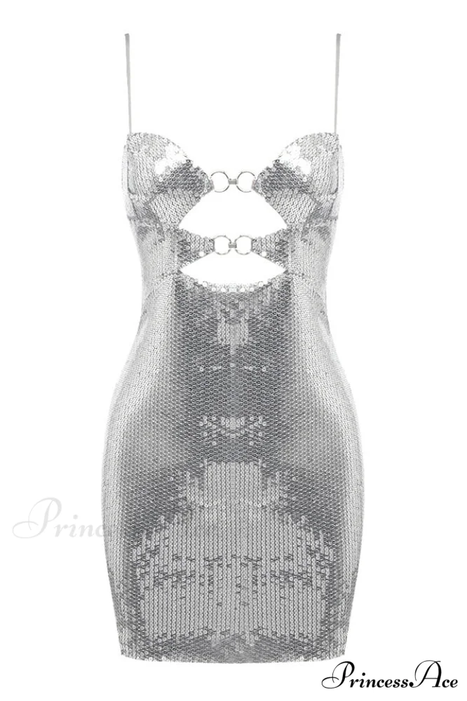 Draped Bra Mini Dress Graceful With Double Metal Ring - Image 32