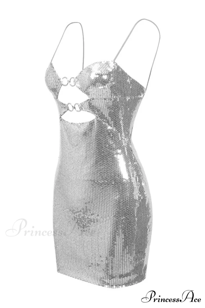 Draped Bra Mini Dress Graceful With Double Metal Ring - Image 33