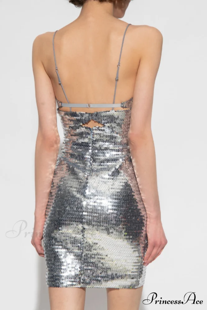 Draped Bra Mini Dress Graceful With Double Metal Ring - Image 6