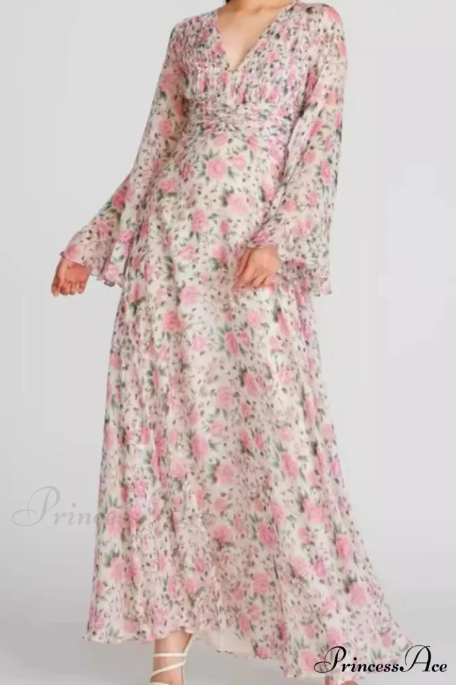 Aracely V Neck Charming Floral Maxi Dress - Image 2