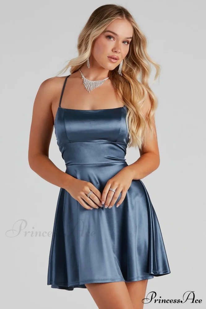 A Moment In Charming Satin Skater Dress - Image 12
