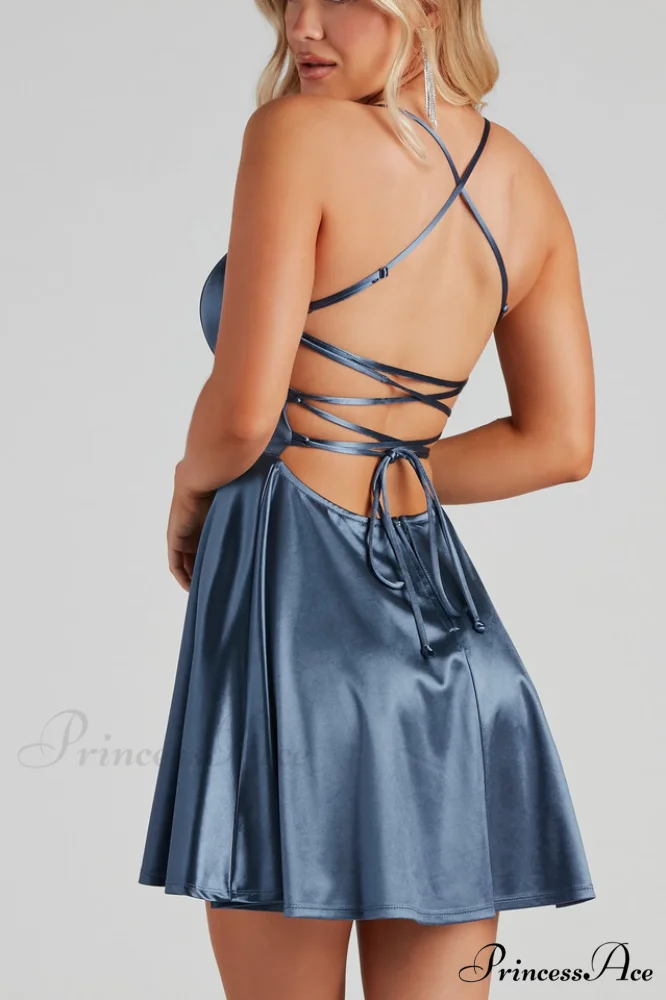 A Moment In Charming Satin Skater Dress - Image 15