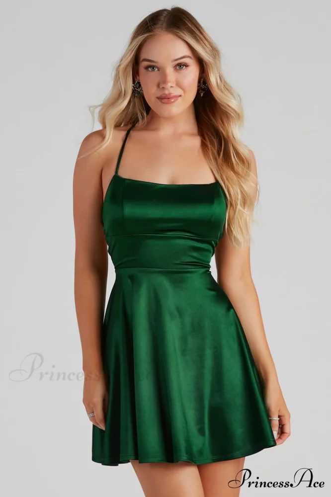 A Moment In Charming Satin Skater Dress - Image 4