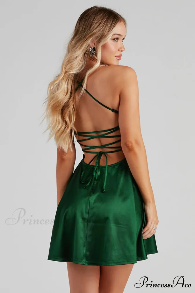 A Moment In Charming Satin Skater Dress - Image 5