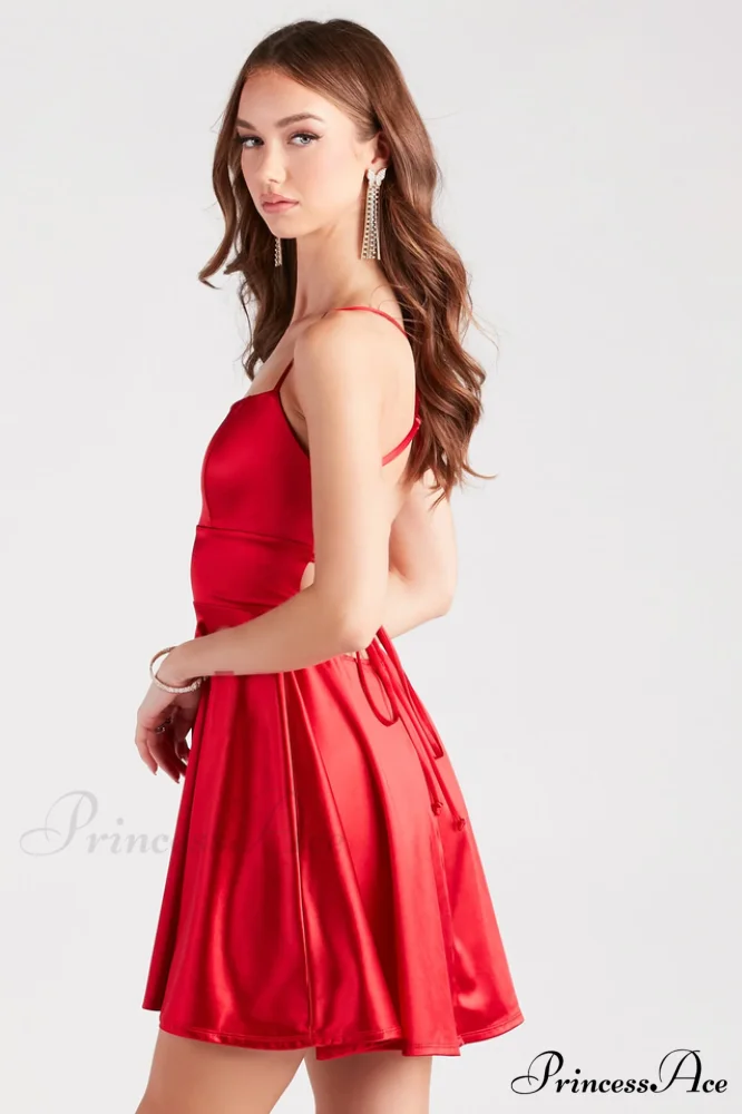 A Moment In Charming Satin Skater Dress - Image 8