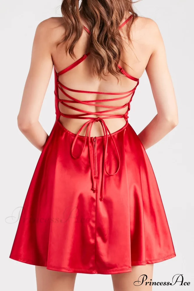 A Moment In Charming Satin Skater Dress - Image 9