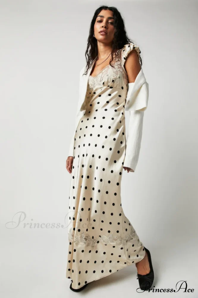 Butterfly Babe Lace Charming Polka Dot Maxi Dress - Image 2