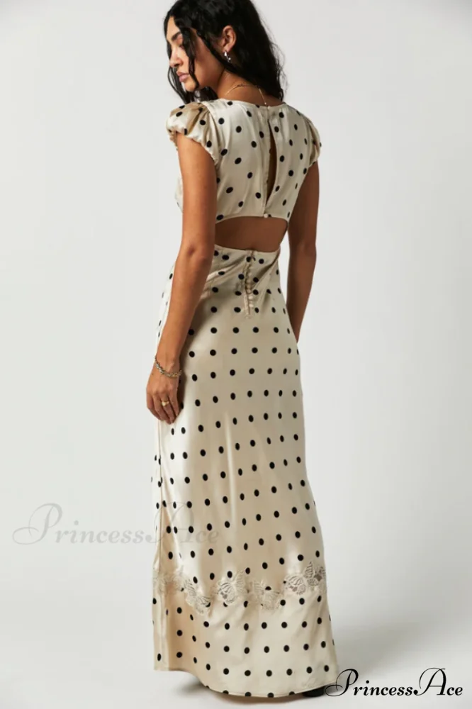 Butterfly Babe Lace Charming Polka Dot Maxi Dress - Image 3