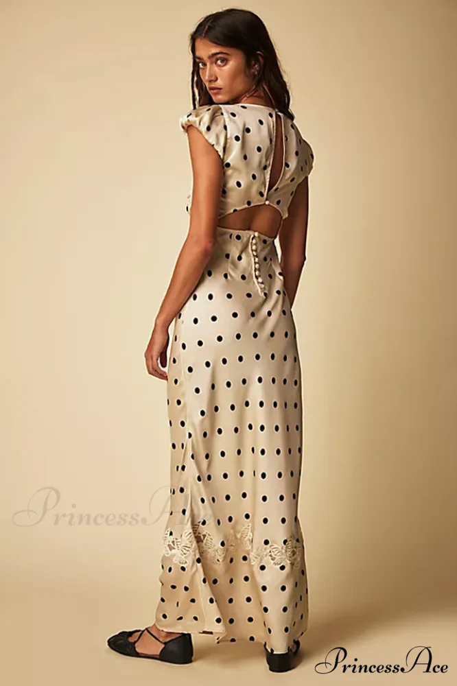 Butterfly Babe Lace Charming Polka Dot Maxi Dress - Image 6