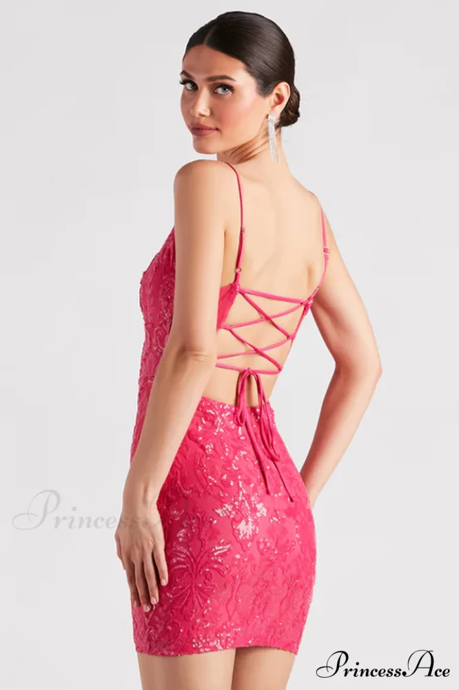 Leila Sequin Stylish Bodycon Mini Dress - Image 12