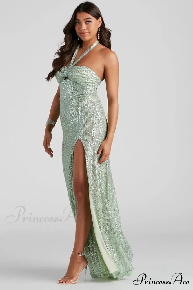 Kasey Formal Stylish Sequin Halter Dress - Image 2