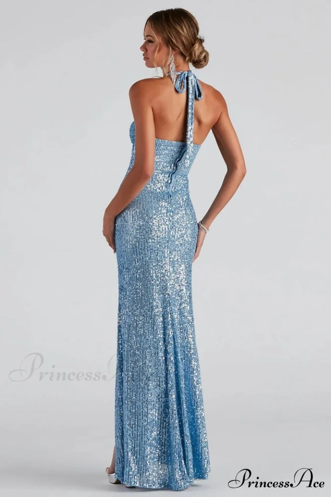 Kasey Formal Stylish Sequin Halter Dress - Image 8