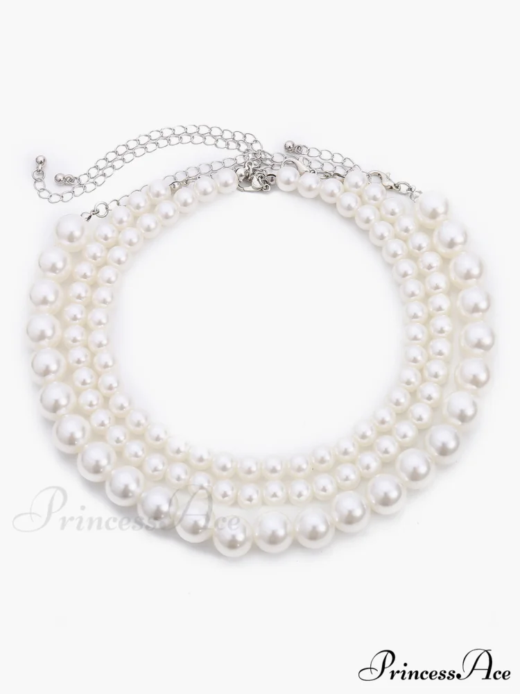 Treble Layers Graceful Pearl Necklace - Image 6