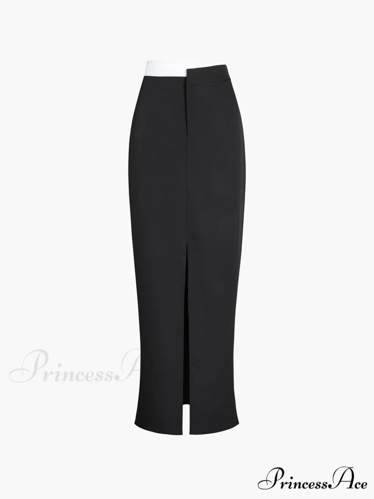 Asymmetric Waistband Graceful Maxi Skirt - Image 4