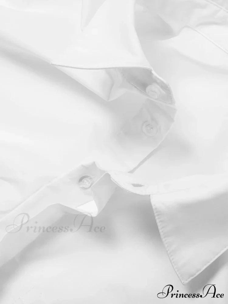 Asymmetrical Cotton Graceful Crop Shirt - Image 4
