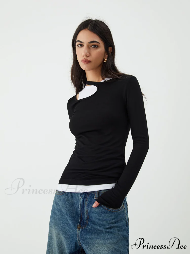 Asymmetrical Neck Graceful Long Sleeve Blouse - Image 2