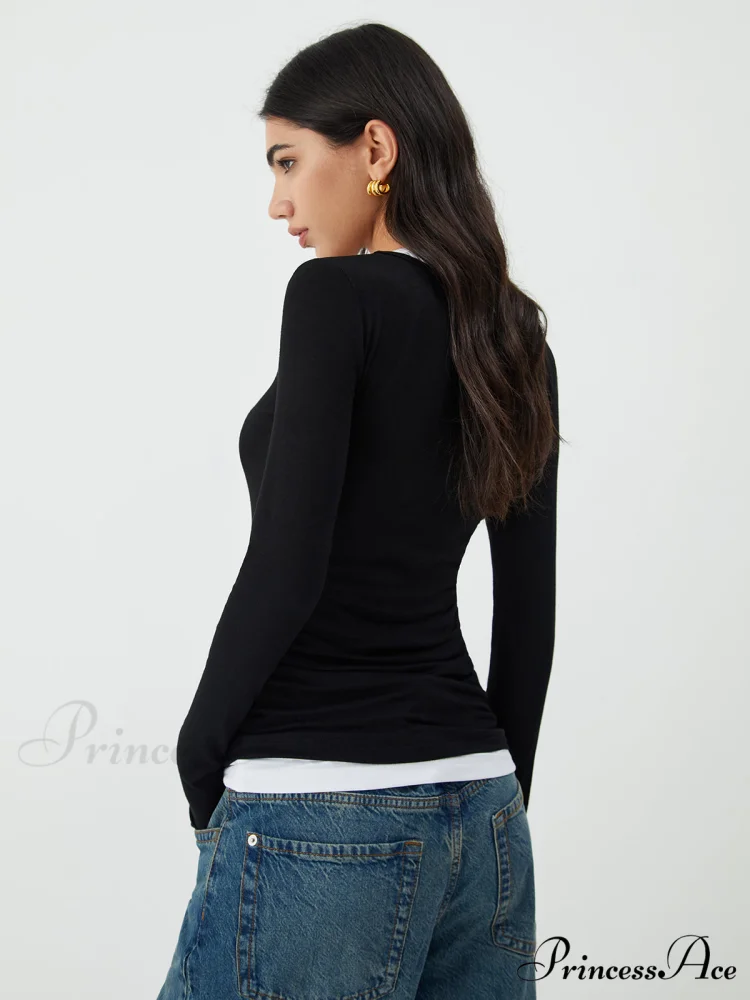 Asymmetrical Neck Graceful Long Sleeve Blouse - Image 5