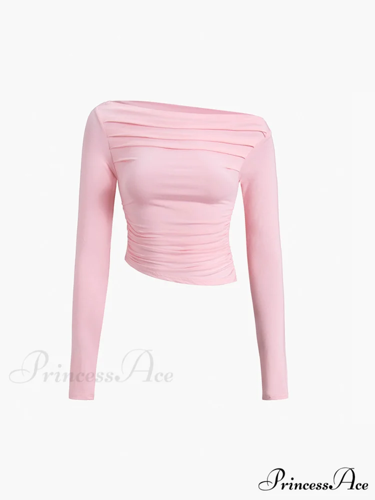 Asymmetrical Off Shoulder Trendy Long Sleeve Shirt - Image 10