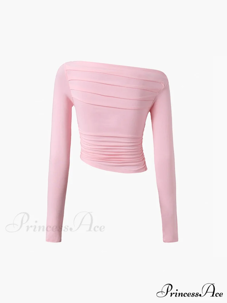 Asymmetrical Off Shoulder Trendy Long Sleeve Shirt - Image 11