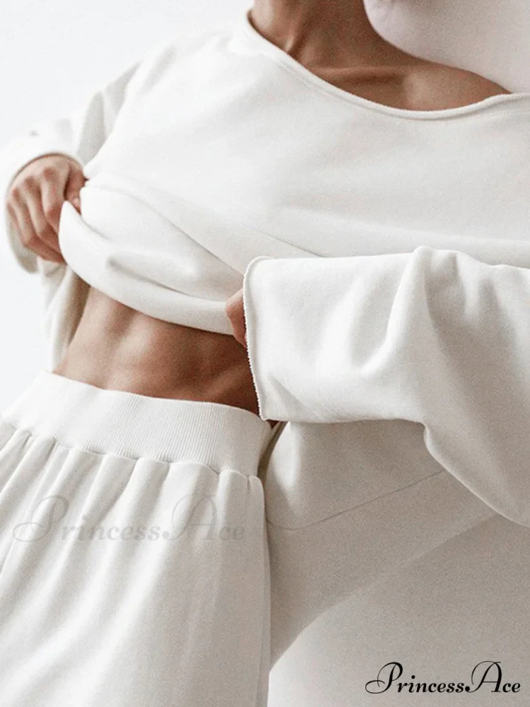 Asymmetrical Off Graceful Shoulder Solid Sweatshirt - Image 3