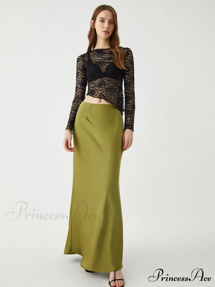 Asymmetrical Sheer Lace Trendy Long Sleeve Top - Image 2