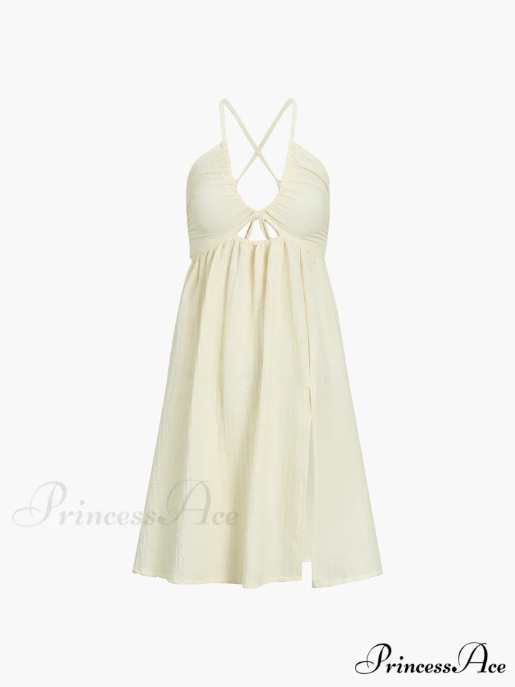 Backless Criss Cross Trendy Split Midi Dress - Image 2