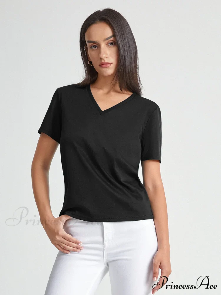 Basic Everyday Graceful V-Neck T-Shirt - Image 2